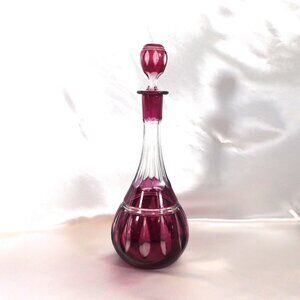 Dark Pink Cut to Clear Decanter # 25041